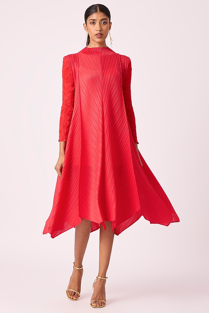 Red Polyester Summer Dress by Scarlet Sage at Pernia's Pop Up Shop
