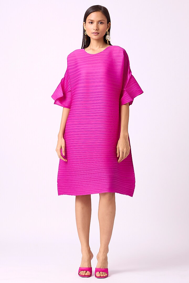 Begonia Pink Polyester A-Line Dress by Scarlet Sage at Pernia's Pop Up Shop