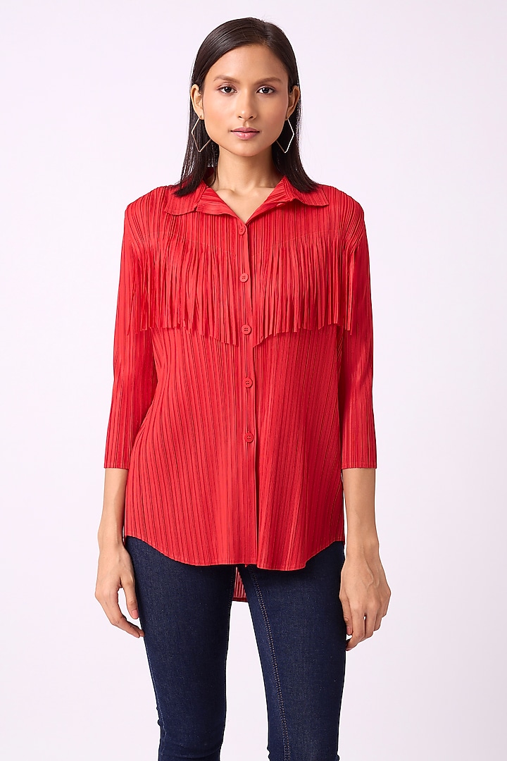Red Polyester Shirt by Scarlet Sage