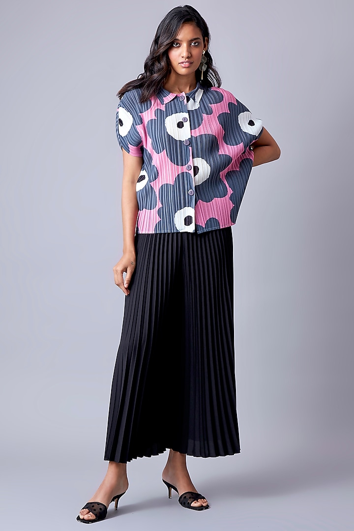 Black Pleated Palazzo Pants by Scarlet Sage at Pernia's Pop Up Shop