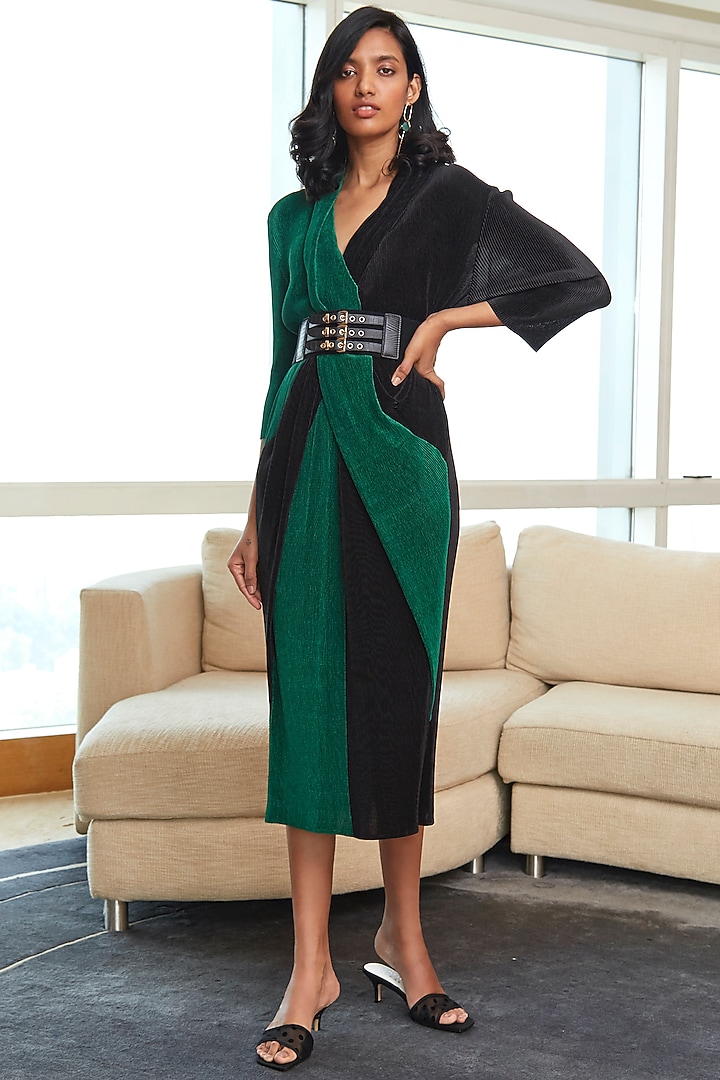 Black & Green Midi Summer Dress by Scarlet Sage at Pernia's Pop Up Shop