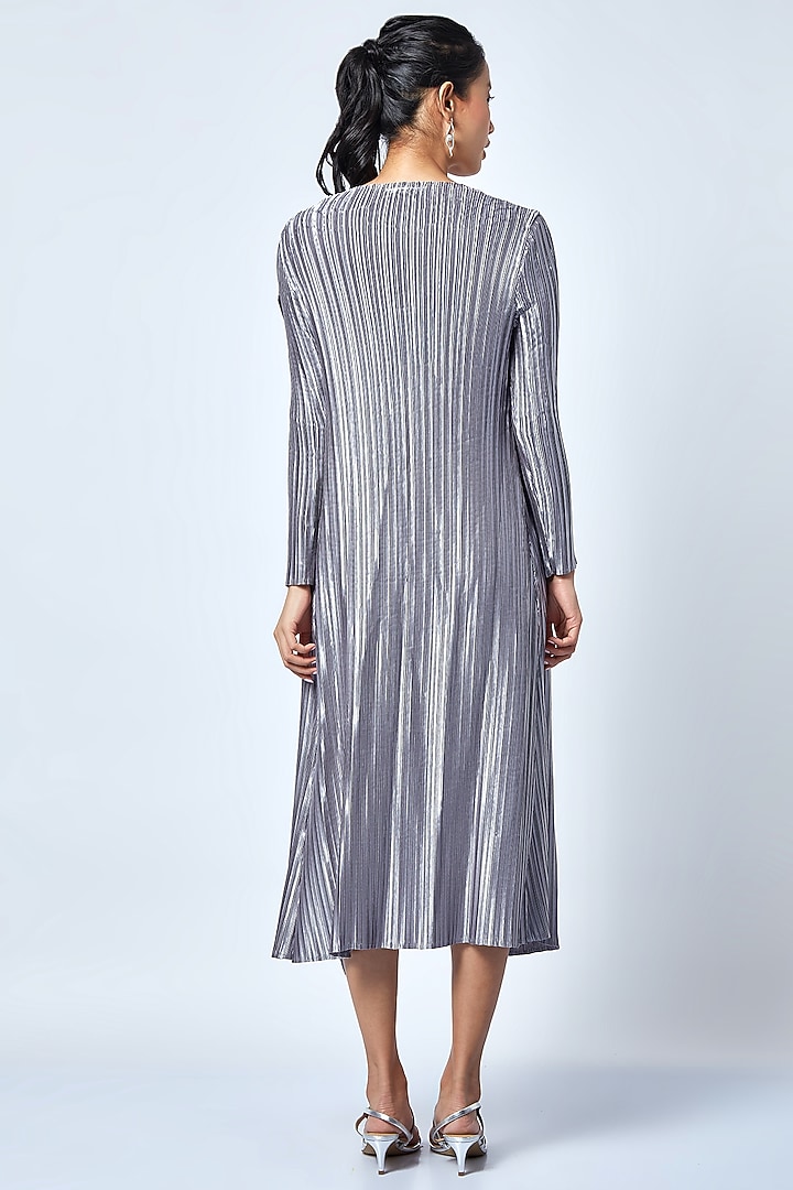 Silver Pleated Overlay Jacket by Scarlet Sage at Pernia's Pop Up Shop