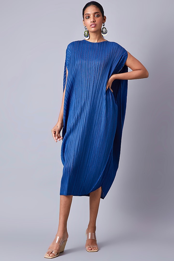 Blue Polyester Shift Summer Dress by Scarlet Sage at Pernia's Pop Up Shop