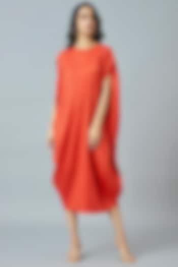 Sunset Orange Polyester Shift Dress by Scarlet Sage
