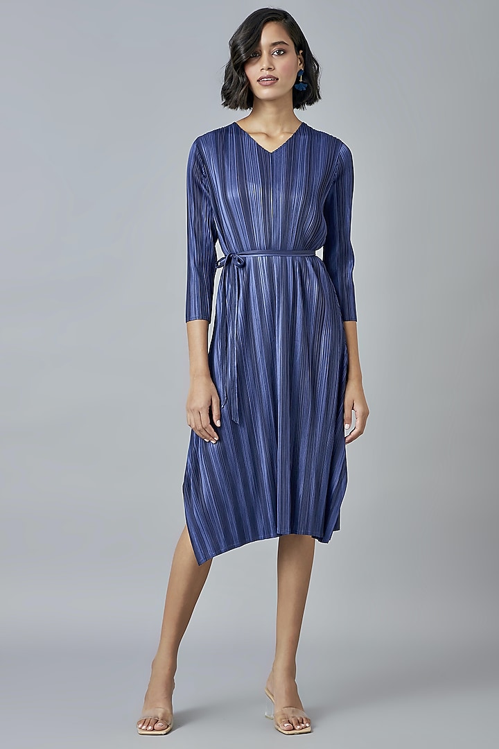 Navy Blue Asymmetrical Dress by Scarlet Sage