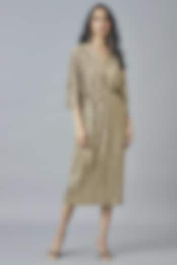 Dull Gold Draped Dress by Scarlet Sage at Pernia's Pop Up Shop