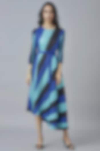 Blue & Black Color-Blocked Summer Dress by Scarlet Sage at Pernia's Pop Up Shop