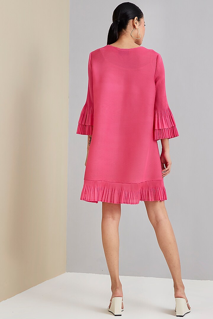Punch Pink Polyester Summer Dress by Scarlet Sage at Pernia's Pop Up Shop