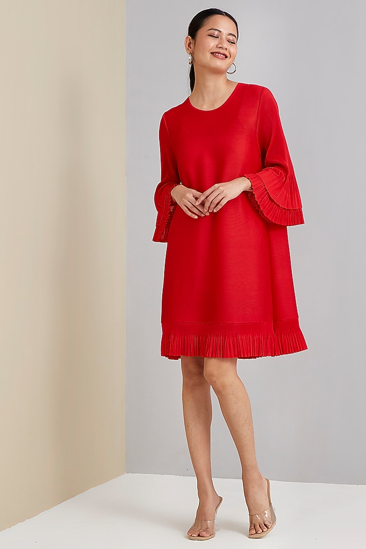 Red Polyester Summer Dress by Scarlet Sage at Pernia's Pop Up Shop