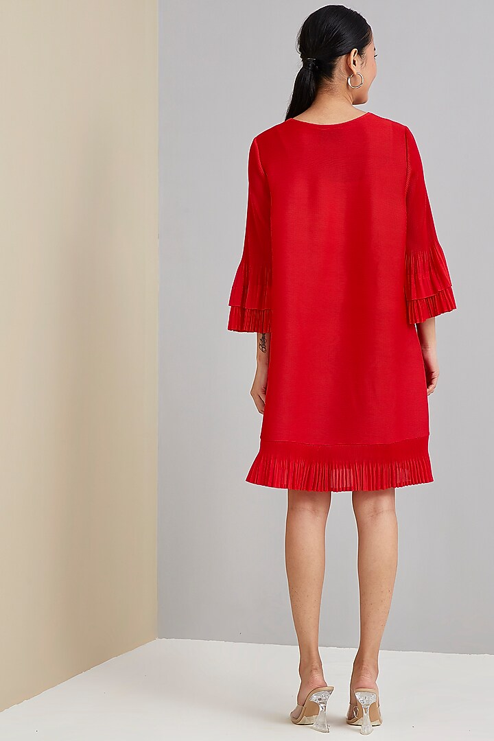 Red Polyester Summer Dress by Scarlet Sage at Pernia's Pop Up Shop