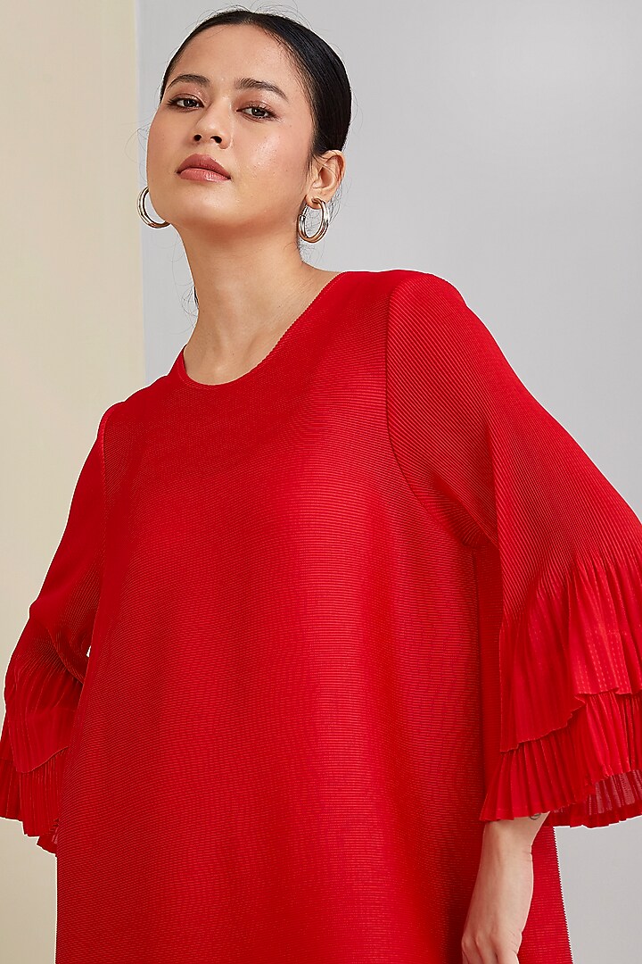 Red Polyester Summer Dress by Scarlet Sage at Pernia's Pop Up Shop