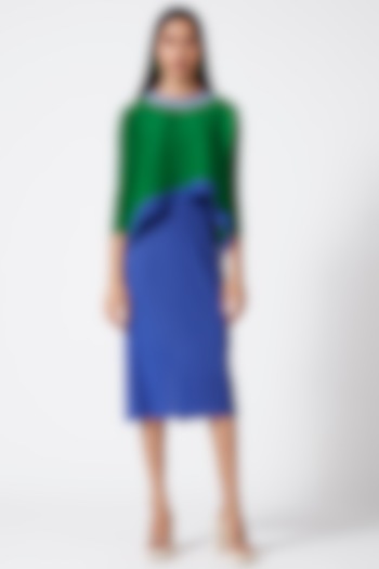 Blue & Green Polyester Dress by Scarlet Sage at Pernia's Pop Up Shop