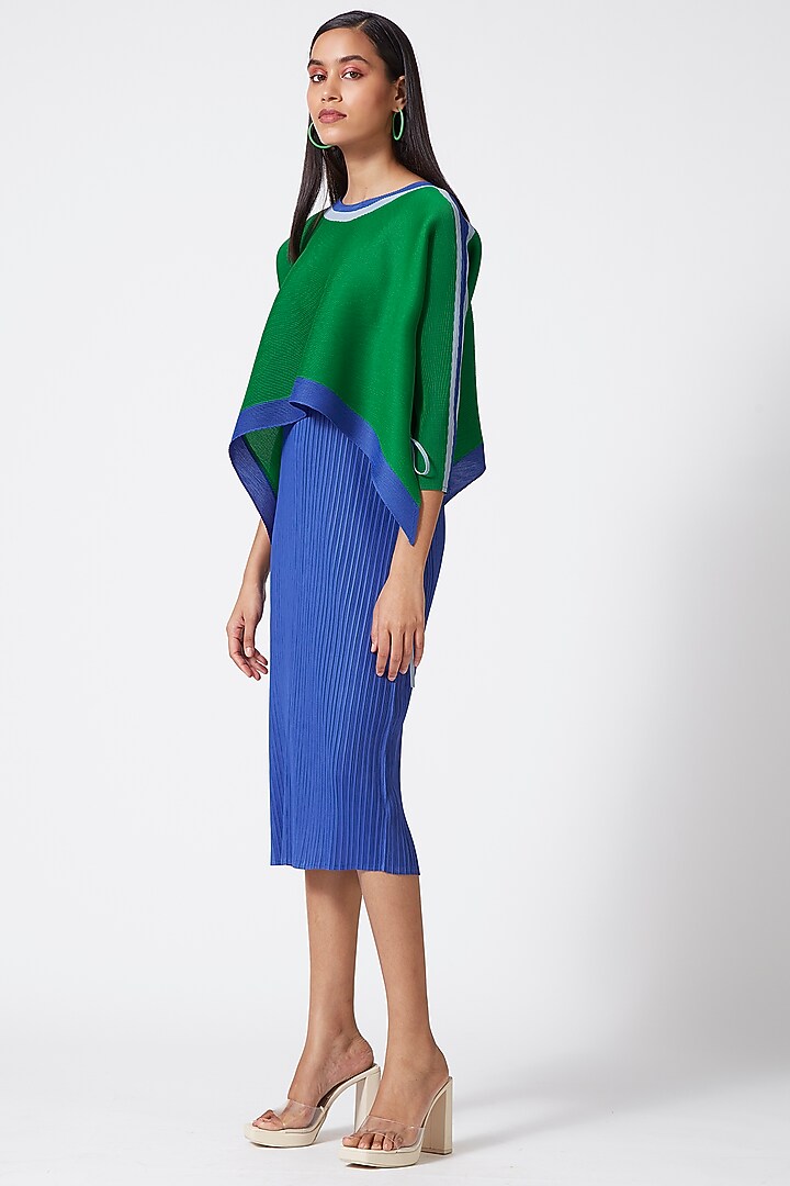 Blue & Green Polyester Summer Dress by Scarlet Sage at Pernia's Pop Up Shop