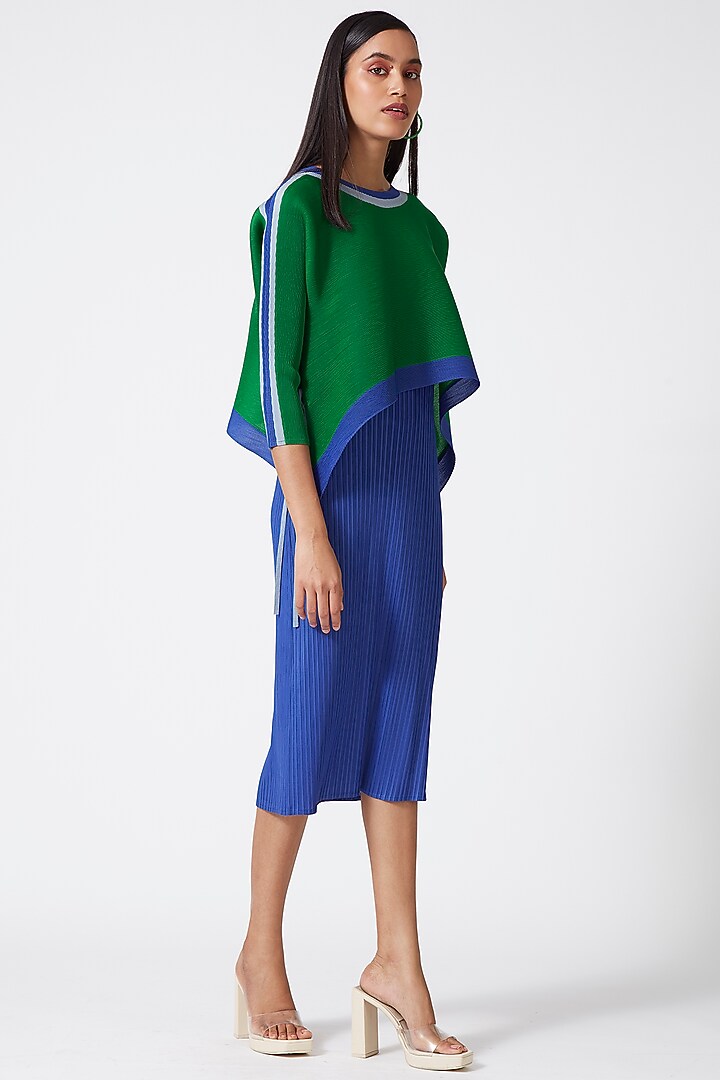 Blue & Green Polyester Summer Dress by Scarlet Sage at Pernia's Pop Up Shop