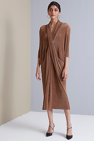 Fawn Colored Polyester Sheath Dress by Scarlet Sage