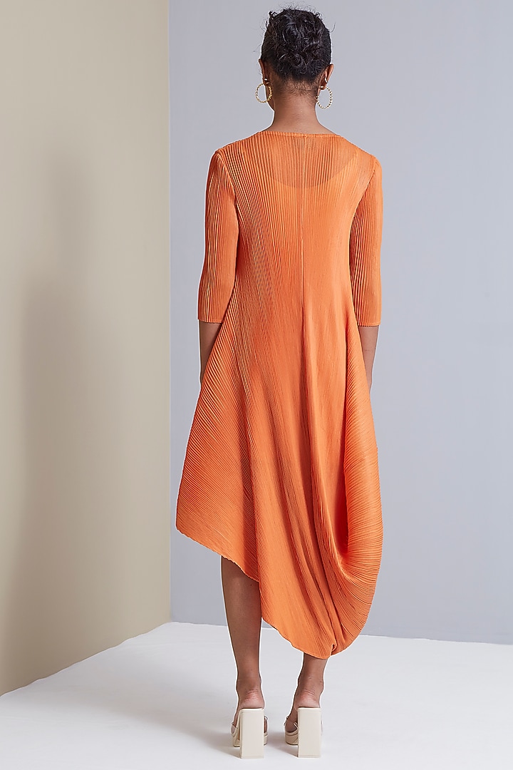 Pale Orange Polyester Asymmetrical Summer Dress by Scarlet Sage at Pernia's Pop Up Shop