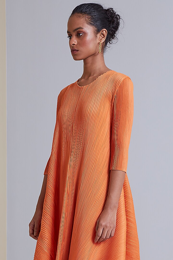 Pale Orange Polyester Asymmetrical Summer Dress by Scarlet Sage at Pernia's Pop Up Shop