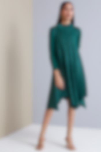 Green Polyester Panelled Dress by Scarlet Sage
