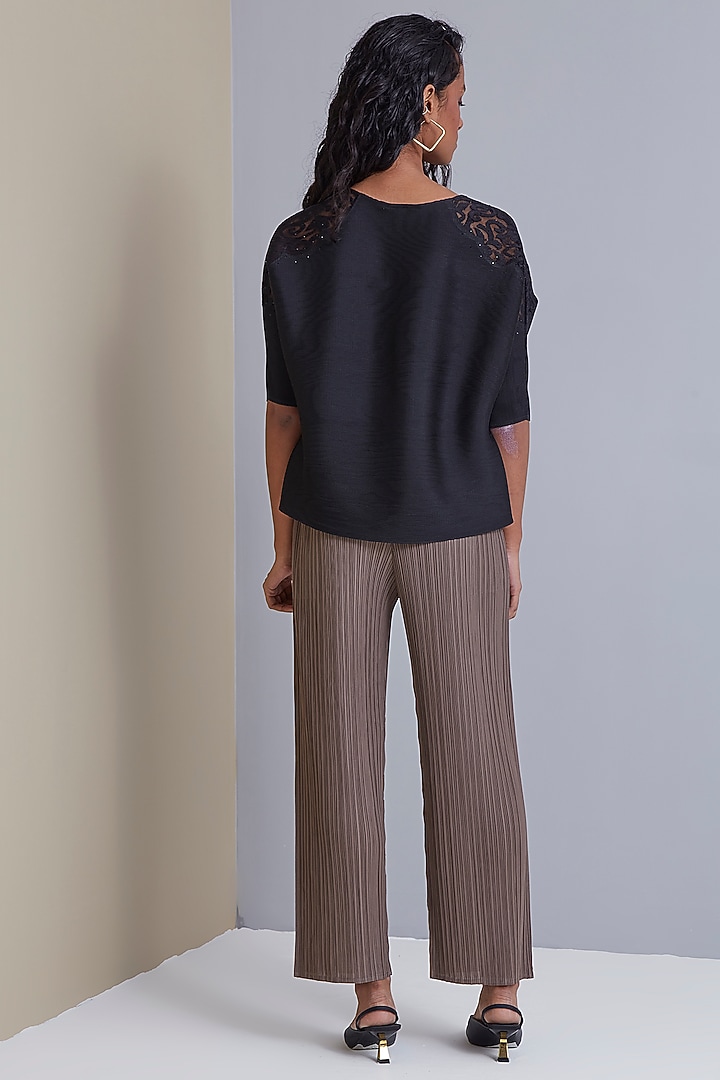 Black Polyester Top by Scarlet Sage at Pernia's Pop Up Shop