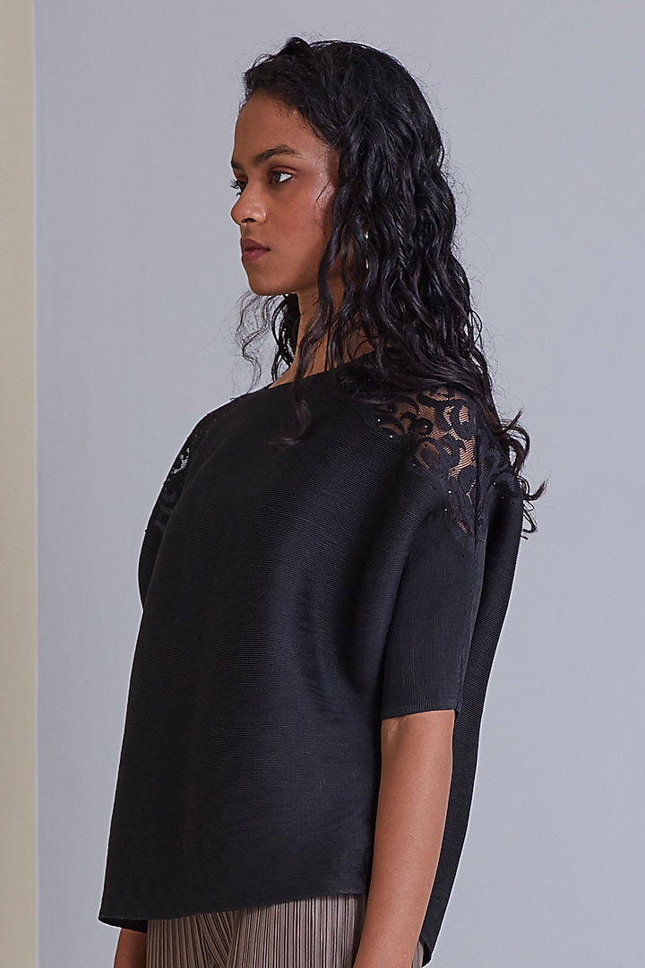 Black Polyester Top by Scarlet Sage at Pernia's Pop Up Shop