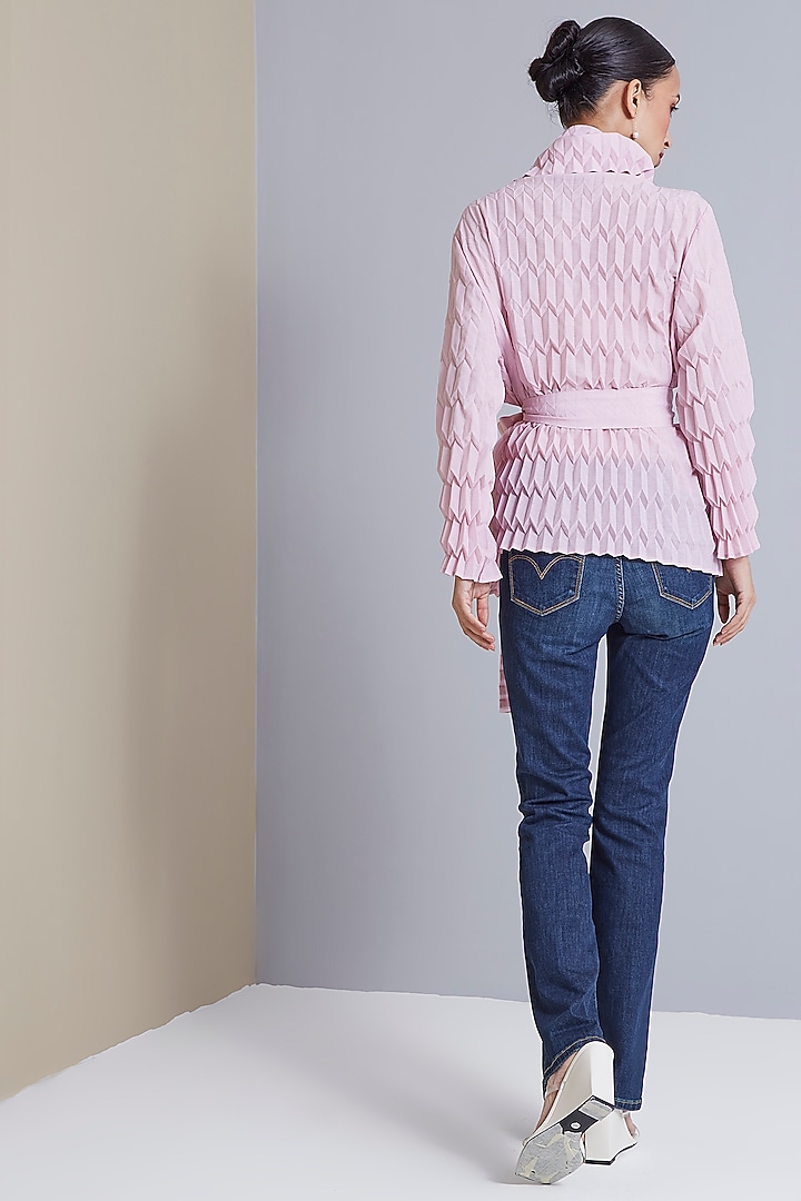 Light Pink Polyester Jacket by Scarlet Sage at Pernia's Pop Up Shop