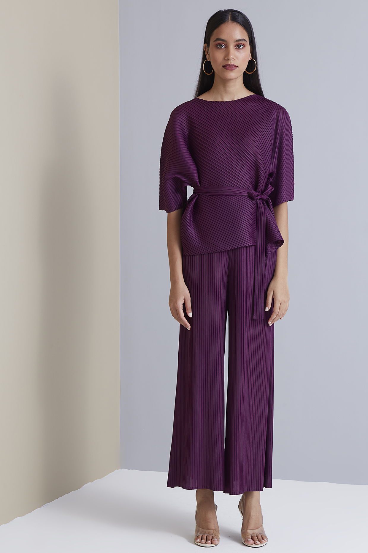 Wine Purple Polyester Co-ord Set by Scarlet Sage at Pernia's Pop Up Shop