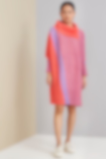 Bright Coral Polyester Printed Tunic Summer Dress by Scarlet Sage at Pernia's Pop Up Shop