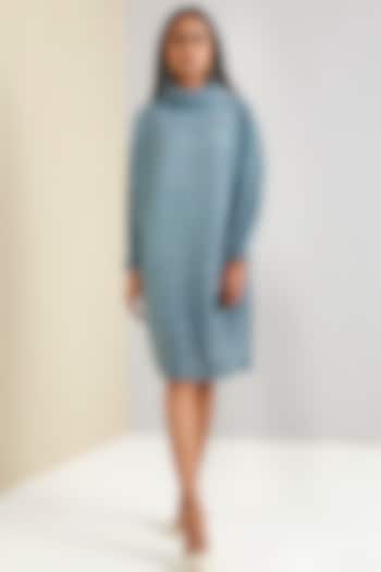 Slate Blue Polyester Embellished Dress by Scarlet Sage