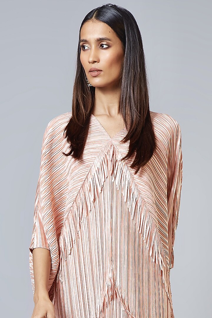 Metallic Pink Printed Kaftan Summer Dress by Scarlet Sage at Pernia's Pop Up Shop