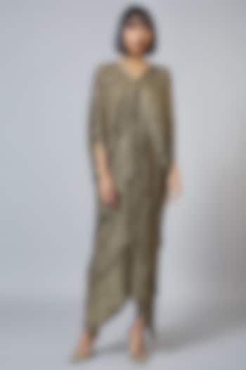 Metallic Olive Printed Kaftan Summer Dress by Scarlet Sage at Pernia's Pop Up Shop