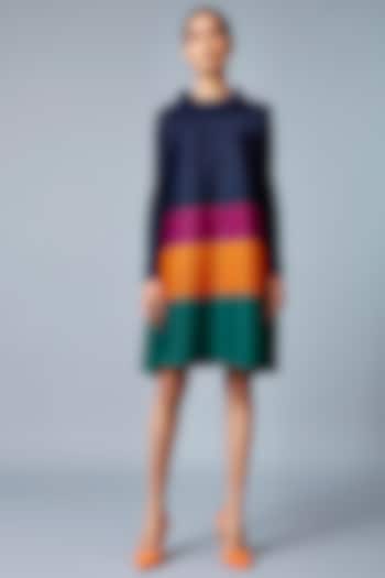 Navy Blue Color Blocked Summer Dress by Scarlet Sage at Pernia's Pop Up Shop