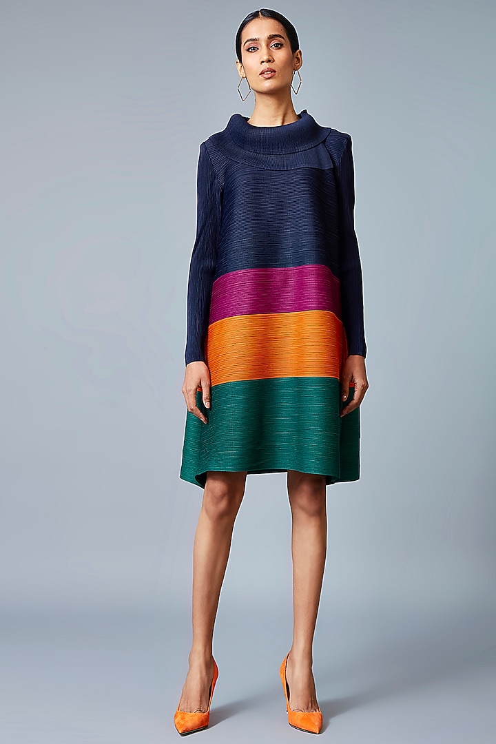 Navy Blue Color Blocked Summer Dress by Scarlet Sage at Pernia's Pop Up Shop