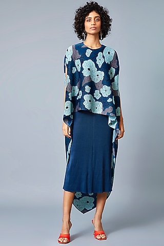 Teal Shift Dress With Cape by Scarlet Sage