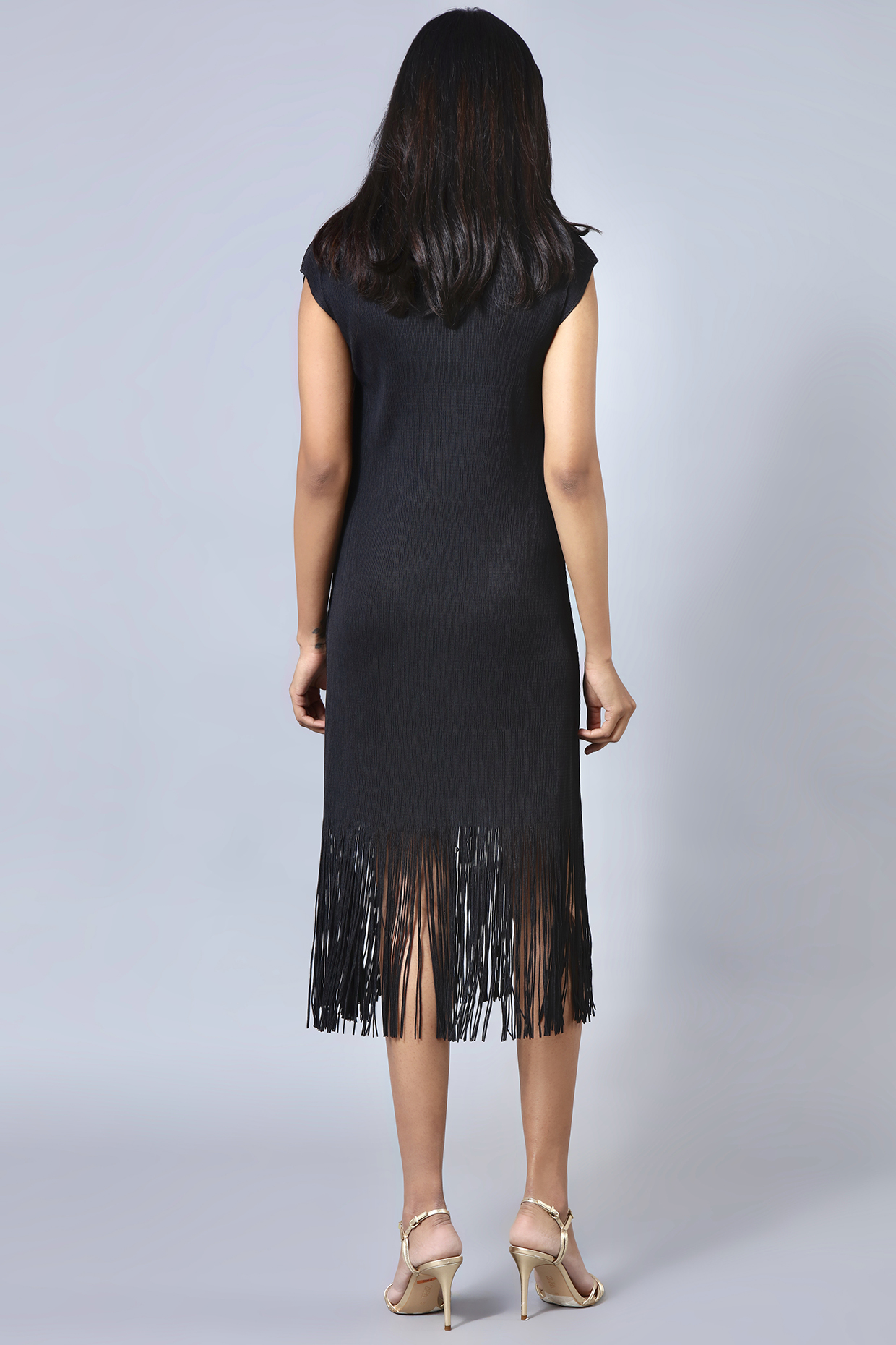 black straight cut dresses