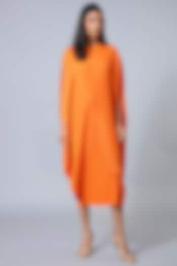 Carrot Orange Draped Shift Dress by Scarlet Sage at Pernia's Pop Up Shop