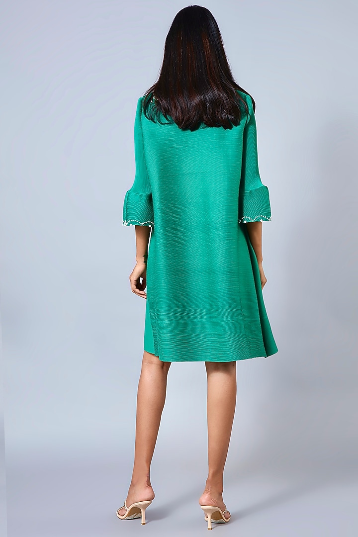 Aquarium Green Embellished A-Line Summer Dress by Scarlet Sage at Pernia's Pop Up Shop