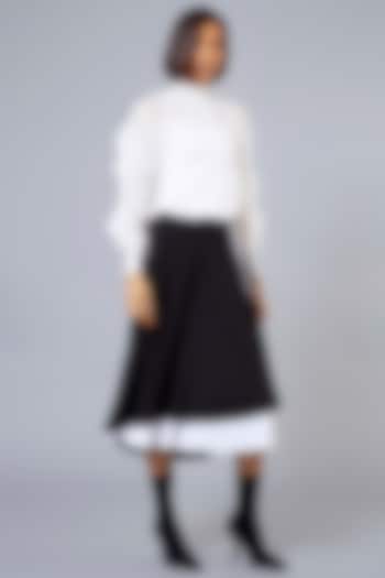 Black & White Pleated Layered Skirt by Scarlet Sage