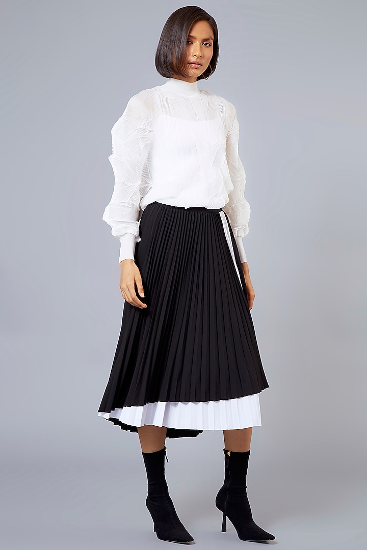 Black White Pleated Layered Skirt by Scarlet Sage at Pernia s Pop Up Shop 2024