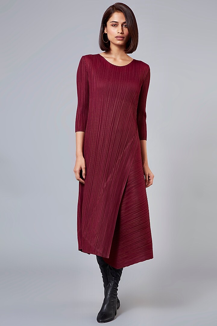 Burgundy Layered A-Line Dress by Scarlet Sage at Pernia's Pop Up Shop 2026
