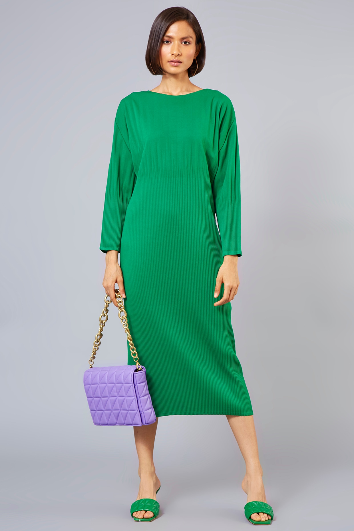 polyester midi dress