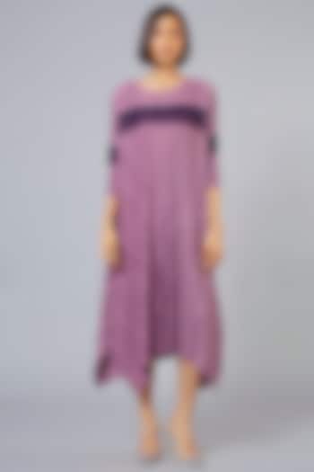 Purple Asymmetrical A-Line Dress With Stripes by Scarlet Sage