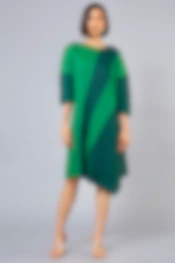 Green Color Blocked Asymmetrical Dress by Scarlet Sage at Pernia's Pop Up Shop