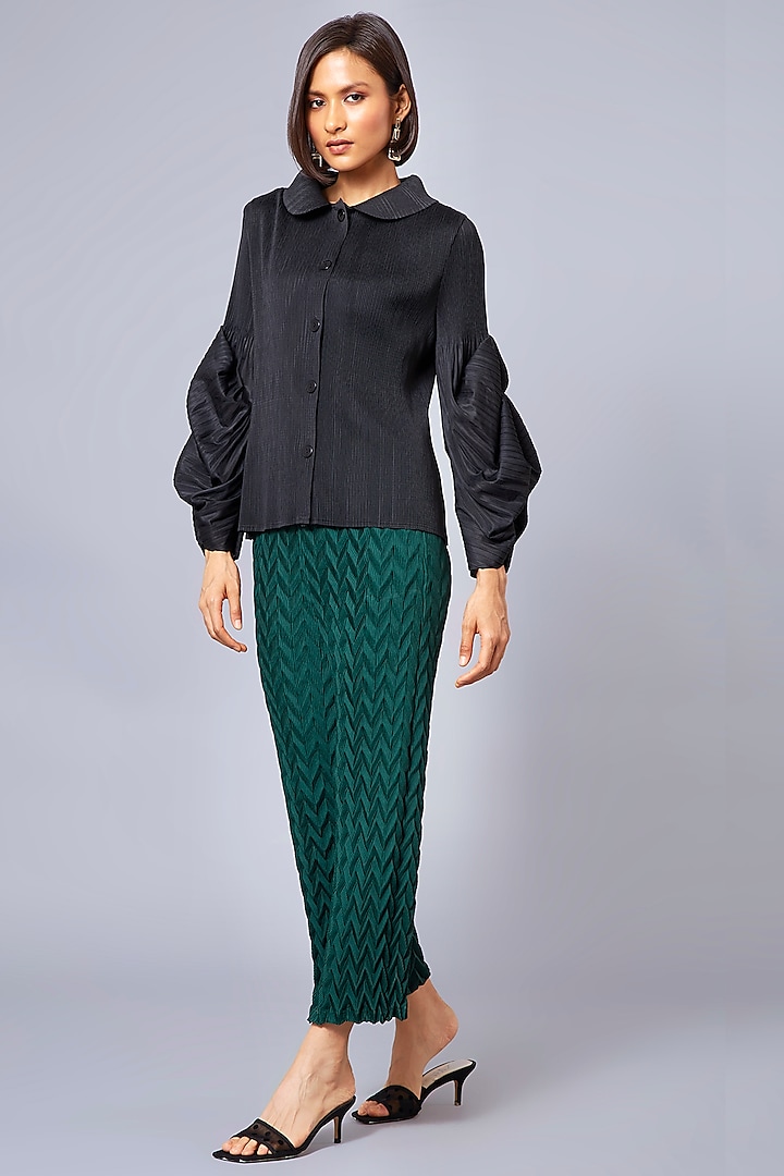 Evergreen Pleated Straight-Leg Pants by Scarlet Sage
