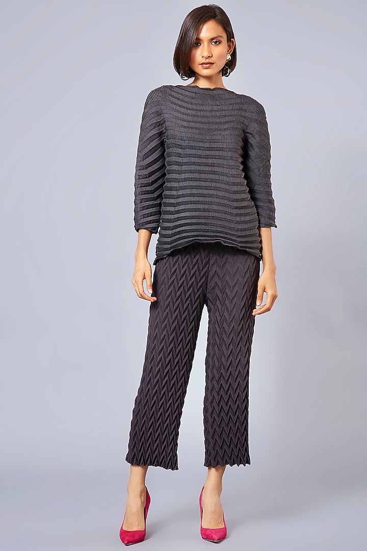 Charcoal Black Chevron Printed Top by Scarlet Sage at Pernia's Pop Up Shop