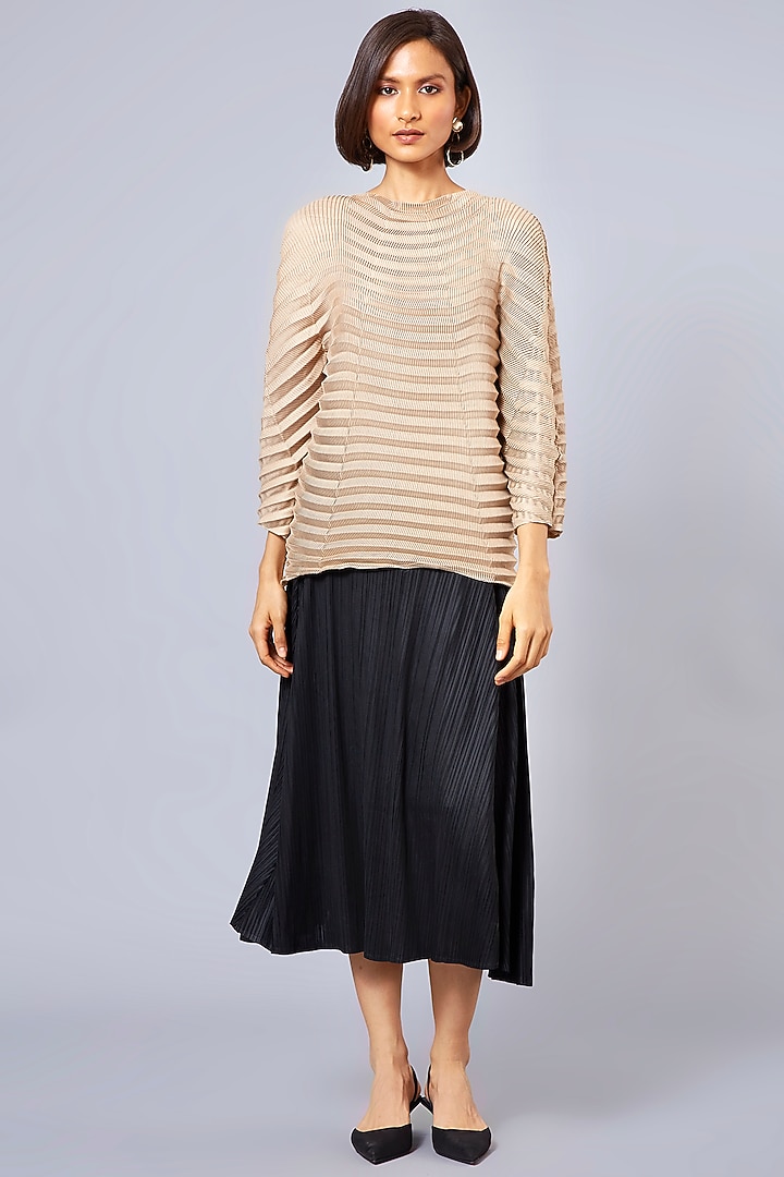 Beige Chevron Printed Top by Scarlet Sage at Pernia's Pop Up Shop