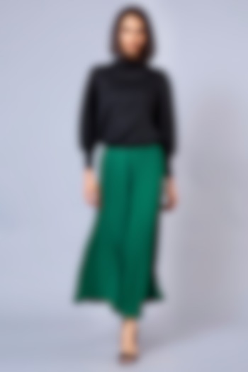 Evergreen Wide-Pleated Palazzo Pants by Scarlet Sage