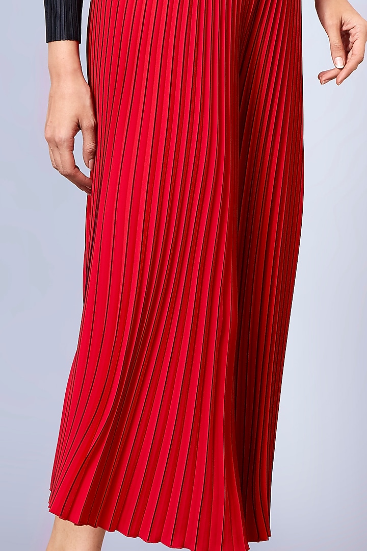 Bright Red Wide-Pleated Palazzo Pants by Scarlet Sage at Pernia's Pop Up Shop