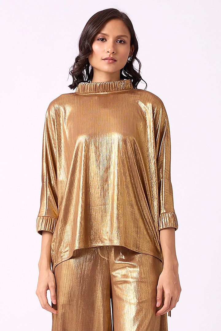 Gold Polyester Top by Scarlet Sage