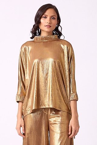 Gold Polyester Top by Scarlet Sage