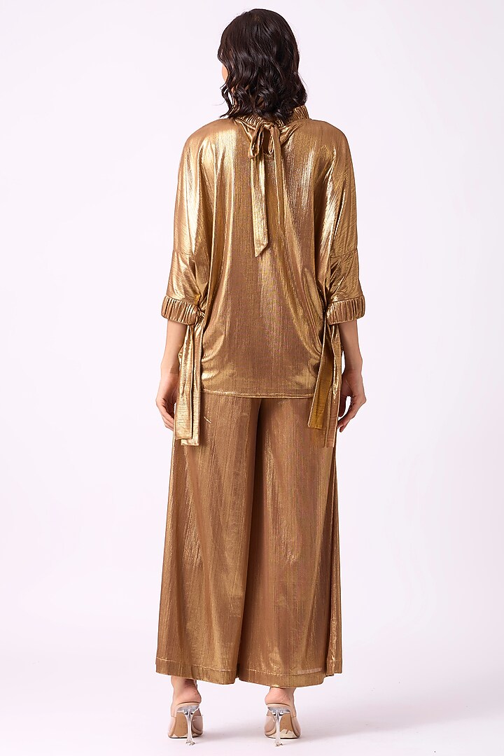 Gold Polyester Top by Scarlet Sage at Pernia's Pop Up Shop